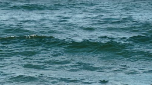 Vue rapprochée du mouvement des vagues dans l'océan qui s'écrasent sur la plage.