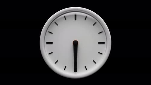 Modern 3D Analog Black and White Wall Clock Running Loop With Alpha