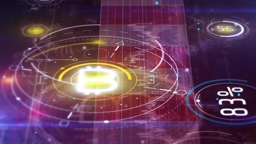 Animated Futuristic Digital Bitcoin Technology HUD