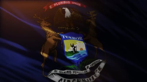 Waving Michigan State Flag Animation