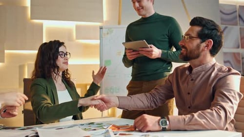 Professionals Meeting in Modern Office Workplace