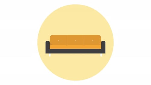 Animated Flat Design Sofa Icon