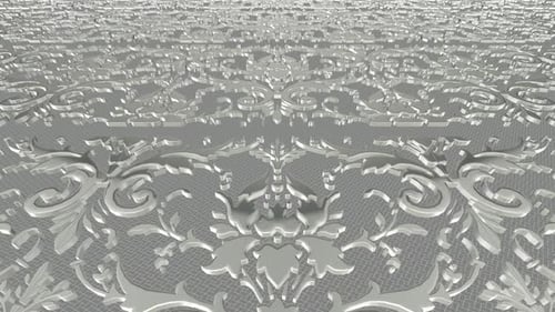 Luxus-Hintergrund mit silbernen Ornamenten, Reflexion, Figuren, exklusiv, 3D-Render
