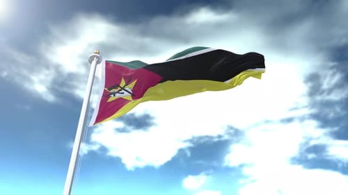 Realistic Mozambique National Flag Waving 3D Animation