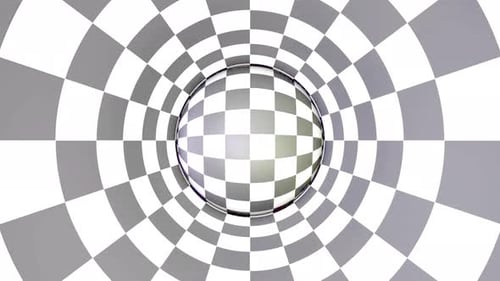 Abstract Checkerboard Tunnel with Pulsating Sphere Loop