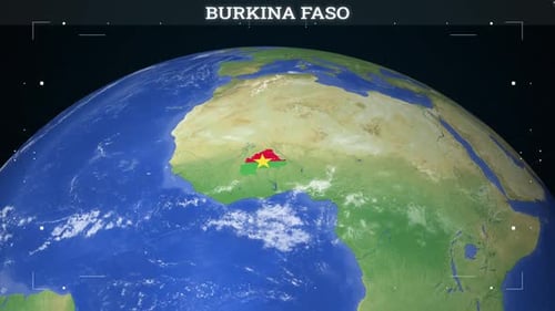 Burkina Faso Map From Earth With Flag