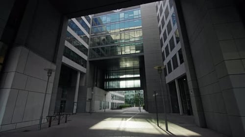 Modern Glass Skyscrapers and High Rise Office Towers in the Financial District
