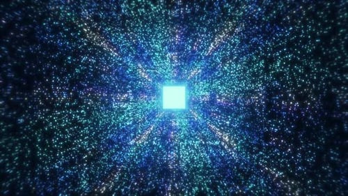 Abstract Futuristic Technology Concept with Glowing Particles and AI Elements on Blue Background HD