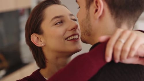 Close-Up of Affectionate Couple Embracing Intimately