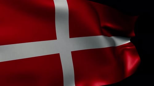 Realistic Denmark Flag Waving Seamless Loop