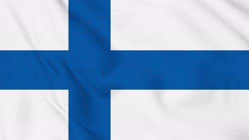 Realistic Waving Finnish National Flag Loop Animation
