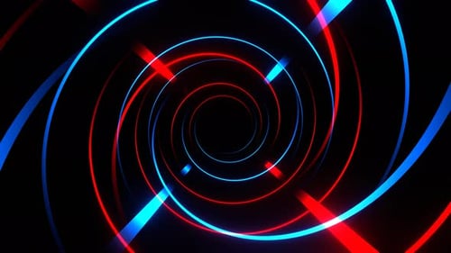 Red And Blue Moving Fronted Neon Lines Background Vj Loop In 4K