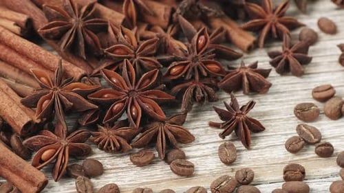 Cinnamon Sticks and Star Anise with Coffee Beans