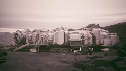 Colonist Base Established on a Distant Planet with Advanced Habitation Modules