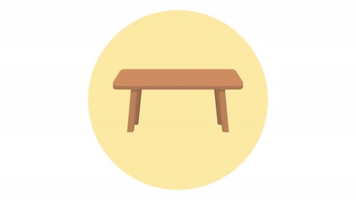 Animated Flat Design Wooden Table Icon