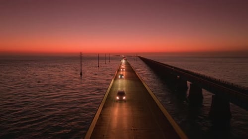Scenic Aerial View of the Overseas Highway in Key West Florida