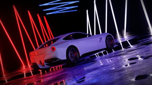 Drifting Luxury White Sports Car