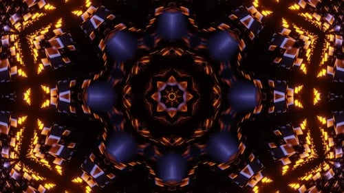 Abstract Glowing Geometric Tunnel Kaleidoscope Loop