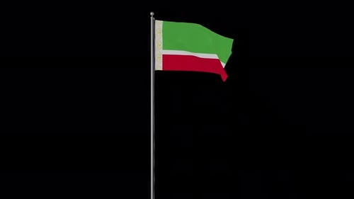 Chechen Republic Flag Waving on Flagpole Seamless Loop