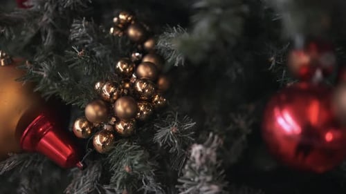 Festive Christmas Tree Decorated with Baubles