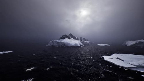 Bleak Monochrome Icy Expanse Highlighted By Subtle Shadowing and Muted Glow