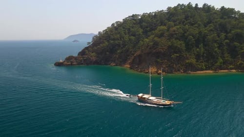 Aerial view of Sailing Gulet.