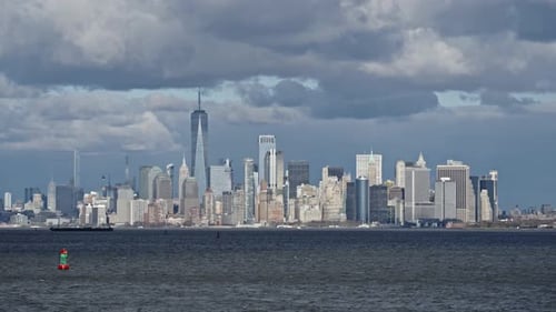 Panoramic view over Hudson River of iconic Manhattan skyline, New York City