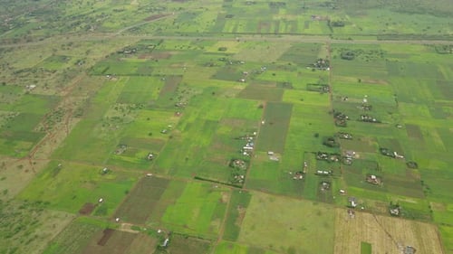 Aerial panorama of plantations in Southern Kenya. Contemporary African agriculture