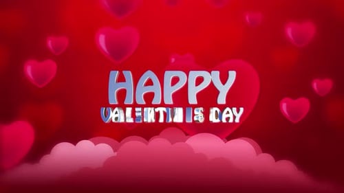 Animated Valentine's Day Hearts and Clouds Title