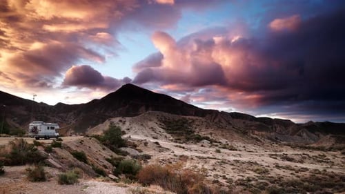 Caravan in Mountain, Tabernas Desert Spain