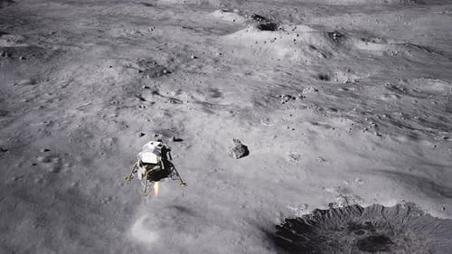 A Spaceship Moving Over The Moon