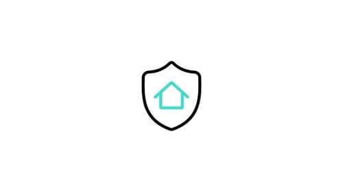 Flat Design House Shield Icon Reveal Animation