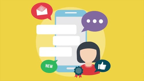 Flat Design Smartphone with Communication and Notification Icons