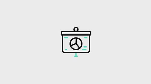 Flat Design Animated Presentation Projector Screen Icon