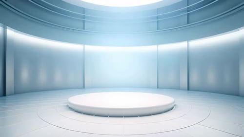 Futuristic Studio Room with Rotating Platform and Light Animation