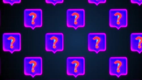 Digital Neon Question Mark Loop Background Pattern
