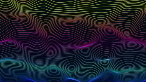 Abstract Digital wave with flowing Particles lines light motion loop Backgrounds Animation. Vd 384