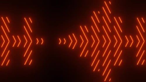 Neon orange arrows pulsing rhythmically across dark background