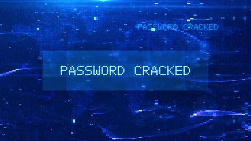 Password Cracked Digital Text Animation over Futuristic World Map and HUD Effects