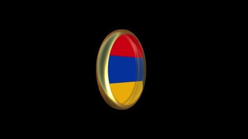 3D Spinning Golden Emblem Armenian Flag