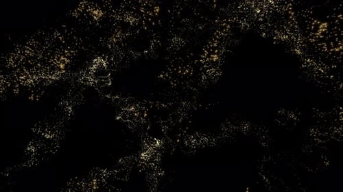 Flowing Abstract Golden Particle Network Background