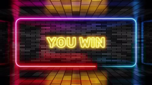 Glowing Neon You Win Text Reveal Frame Animation