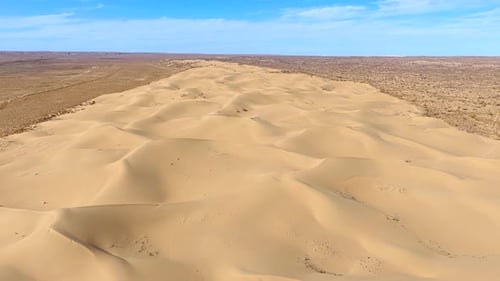 Aerial view of desert dunes Mangystau, Kazakhstan.