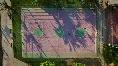 Aerial View Park Hoops Haven Basketball Courts Amidst Greenery