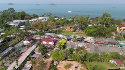 Tropical Coastal Village Ocean View Beautiful Beach Seaside Travel Destination Boats