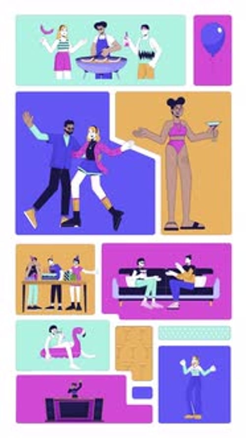 Flat Design Animated People Characters Collection for Social Media