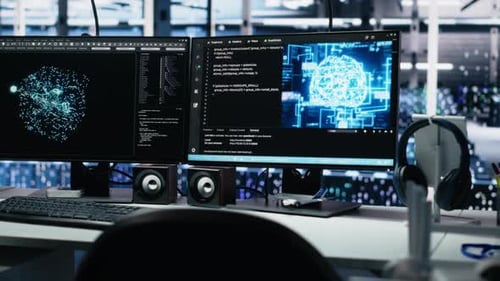 Data Center Computer Systems on Desk Controlling Network Resources Through AI