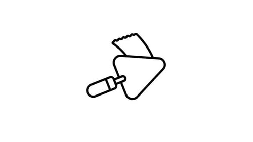 Animated Line Icon of Trowel with Mortar for Construction