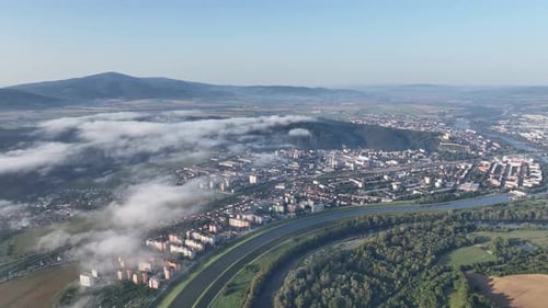 Aerial view of the city of Trencin in Slovakia
