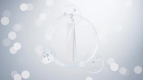 Skin care bottle with blue background